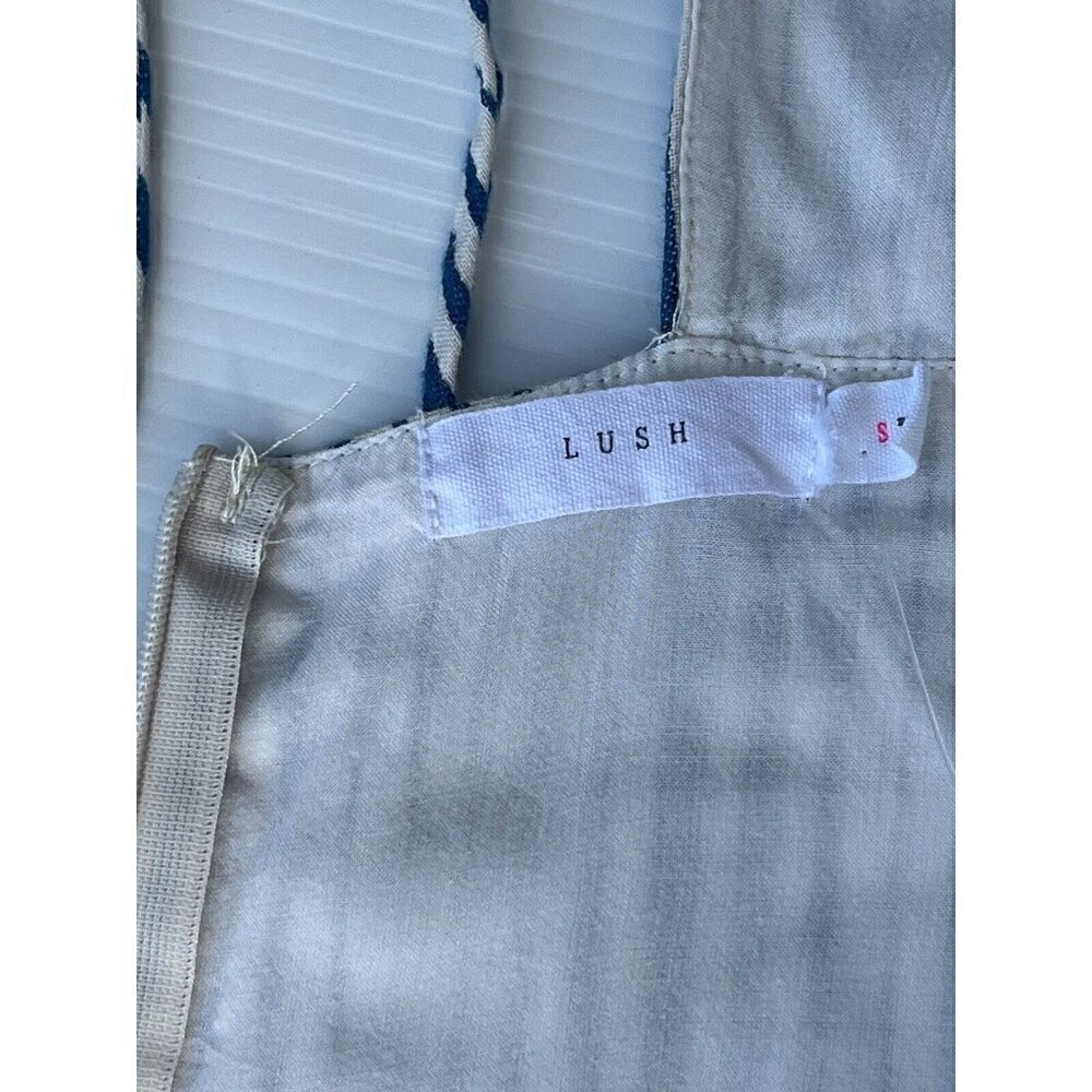 Lush Womens White Blue Striped Strappy Mini Dress Size S Preowned - Picture 5 of 12